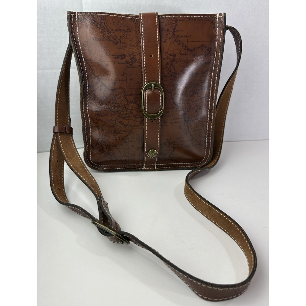 Patricia Nash Venezia Pouch Crossbody Purse Leather Map Print Bag in Brown - Picture 3 of 16